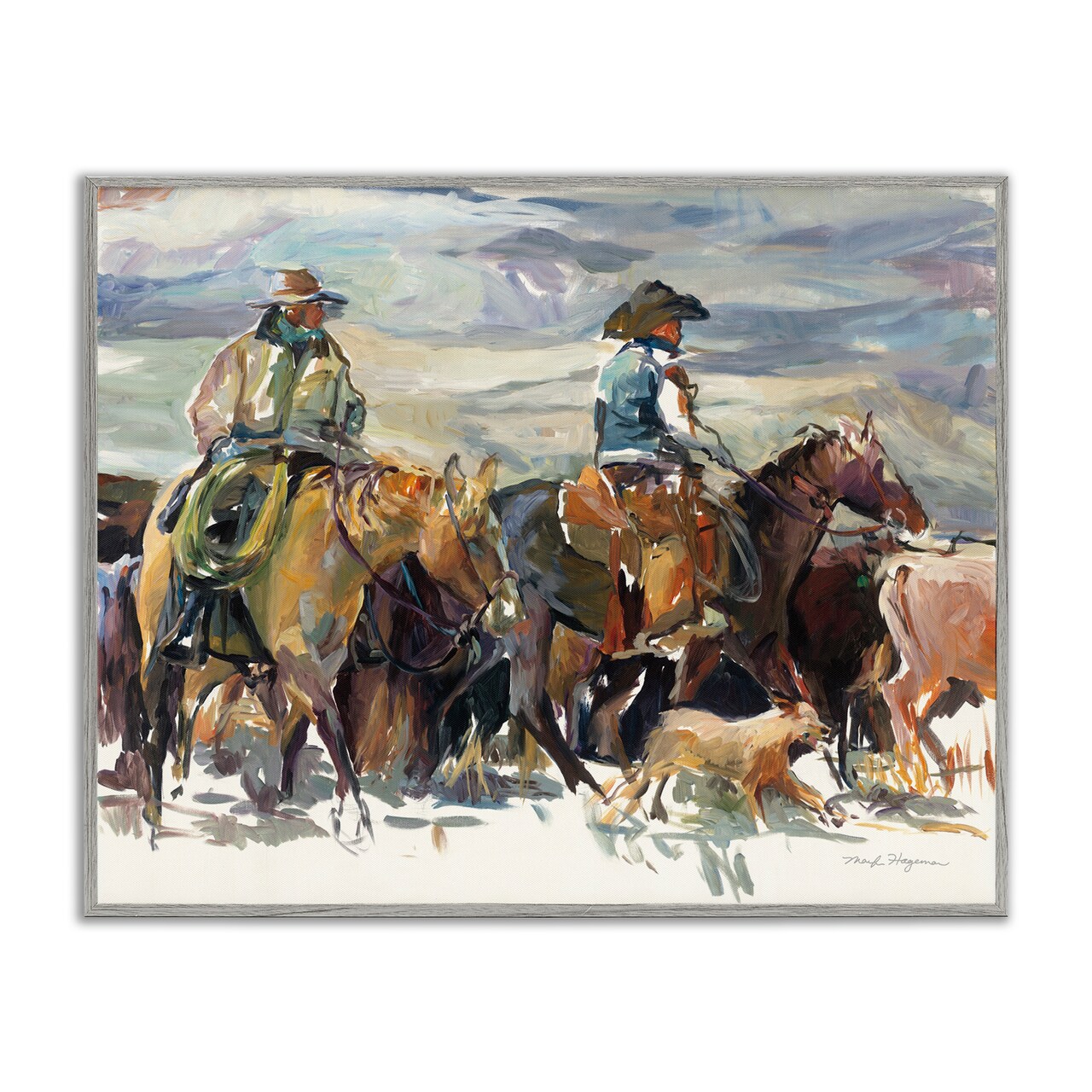 Stupell Industries The Roundup Western Painting Framed Giclee Wall Art Design by Marilyn Hageman